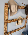 9 Cowboy Hat Rack | Cowboy Hat Holder | Rustic Western Hat Display | Handcrafted Wooden Organizer | Space-Saving Home Decor | Made in USA