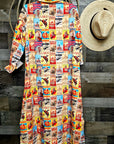 Vintage Rodeo Poster Western Duster Dress