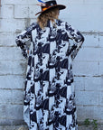 Black White Cowboy Western Duster Dress