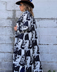Black White Cowboy Western Duster Dress