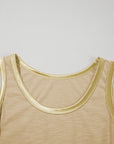 Metallic Contrast Trim Scoop Neck Tank Top