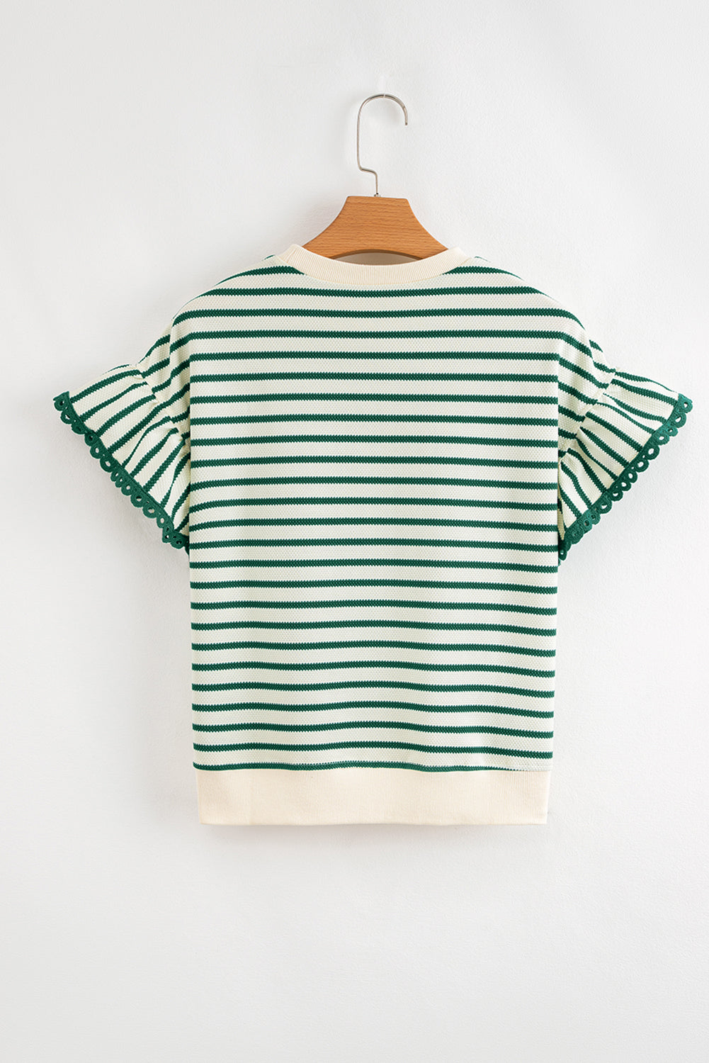 Naya Scallop Lace Trim Ruffle Short Sleeves Top