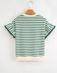 Naya Scallop Lace Trim Ruffle Short Sleeves Top