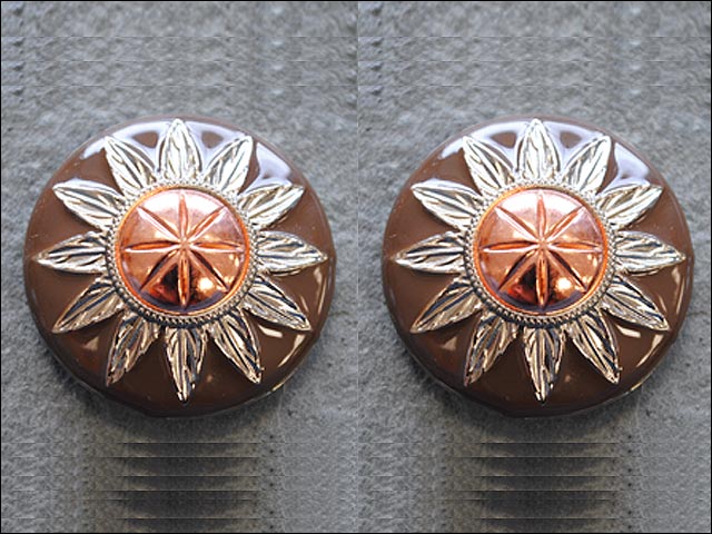 Hilason 3 Tone Finishing Round Conchos Copper Dome Silver And Brown