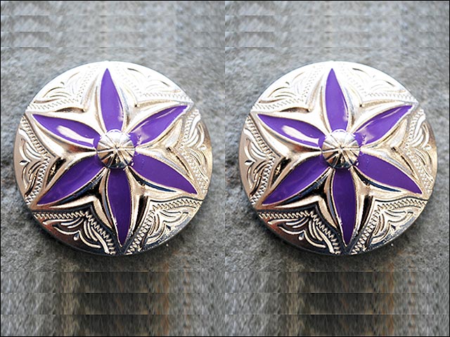 Western Screw Back Concho 1 Round Floral Purple Inlay Bling Saddle