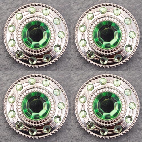 Western Screw Back Concho1 Green Crystal Wheel Bling Headstall Cowgirl