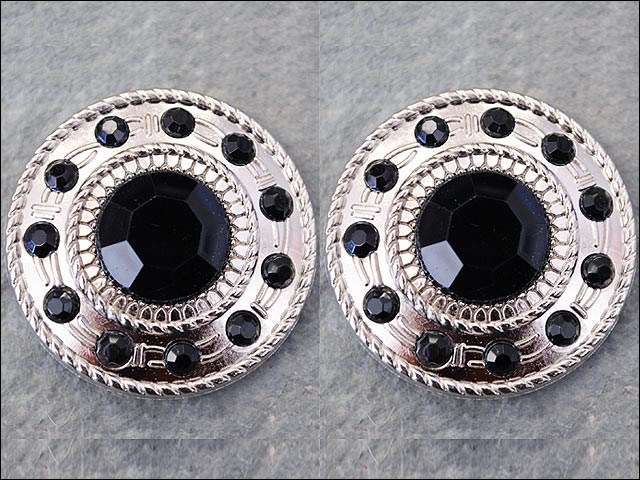 Western Screw Back Concho1 Black Crystal Wheel Bling Headstall Cowgirl