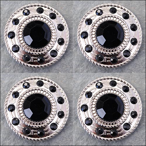 Western Screw Back Concho1 Black Crystal Wheel Bling Headstall Cowgirl