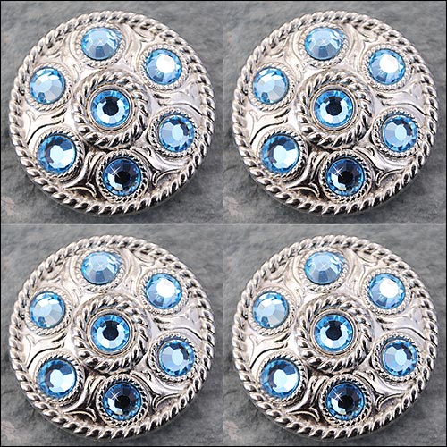 Western Screw Back Concho1 Blue Crystal Wheel Bling Headstall Cowgirl