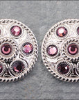 Western Screw Back Concho1 Purple Crystal Wheel Bling Headstall Cowgirl