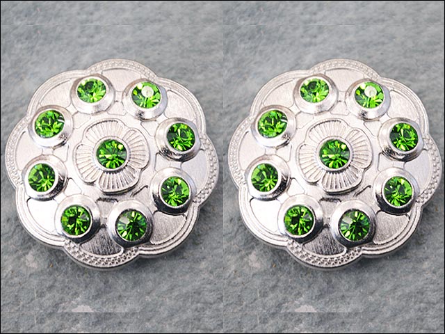 Western Screw Back Concho1 Green Crystal Floral Bling Headstall Cowgirl