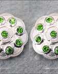 Western Screw Back Concho1 Green Crystal Floral Bling Headstall Cowgirl