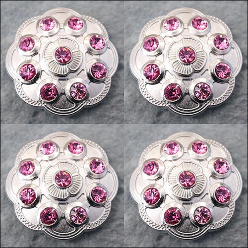 Western Screw Back Concho1 Pink Crystal Floral Bling Headstall Cowgirl