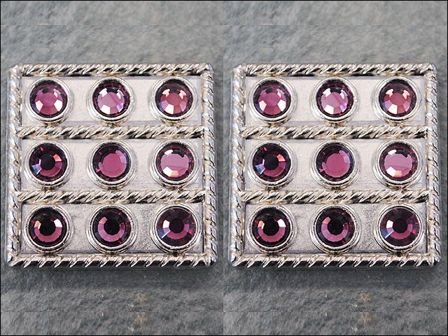 Western Screw Back Concho1 Purple Crystal Square Bling Headstall Cowgirl