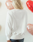Valentine Bow Sequin Long Sleeve Oversize Sweatshirt