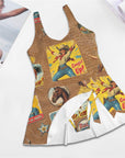 Vintage Cowgirl Collage Skirted Swim Suit