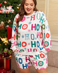 Plus Size Christmas Ho Ho Ho Top and Shorts Lounge Set