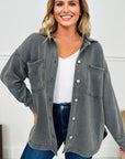Mineral Wash Chest Pocket Drop Shoulder Shacket