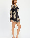 COWL NECK MINI FLARE DRESS WITH OPEN BACK
