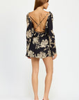 COWL NECK MINI FLARE DRESS WITH OPEN BACK