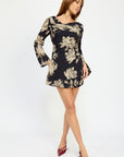 COWL NECK MINI FLARE DRESS WITH OPEN BACK