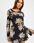COWL NECK MINI FLARE DRESS WITH OPEN BACK