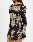 COWL NECK MINI FLARE DRESS WITH OPEN BACK