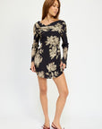 COWL NECK MINI FLARE DRESS WITH OPEN BACK