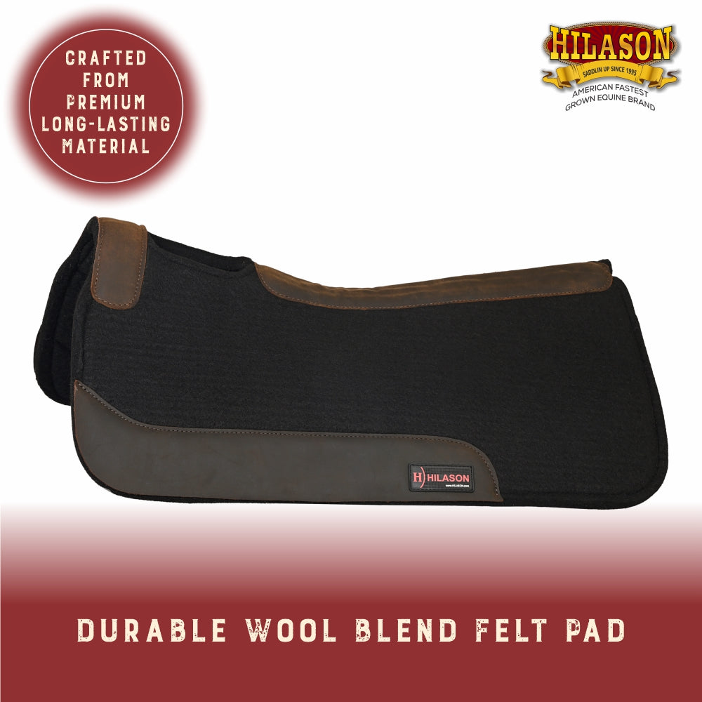 Hilason Western Wool Felt Horse Saddle Pad W/ Leather Border