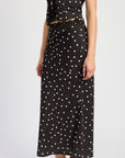 SATIN MIDI SKIRT WITH LACE TRIM
