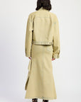 V-WAISTLINE DRAPED MAXI SKIRT WITH SLIT DETAIIL