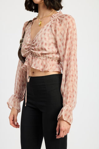 RUCHED BLOUSE WITH RUFFLE DETAIL