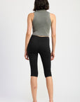 TURTLE NECK RIBBED SLEEVELESS TOP