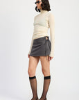 MINI LOW WAISTED SKIRT WITH RIBBON TIES