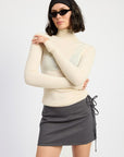 MINI LOW WAISTED SKIRT WITH RIBBON TIES