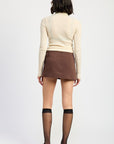 MINI LOW WAISTED SKIRT WITH RIBBON TIES