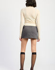 MINI LOW WAISTED SKIRT WITH RIBBON TIES