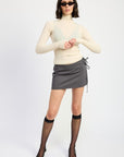 MINI LOW WAISTED SKIRT WITH RIBBON TIES