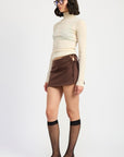 MINI LOW WAISTED SKIRT WITH RIBBON TIES