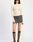 MINI LOW WAISTED SKIRT WITH RIBBON TIES