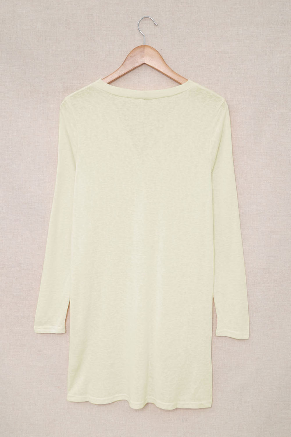 Solid Open-Front Buttoned Cardigan