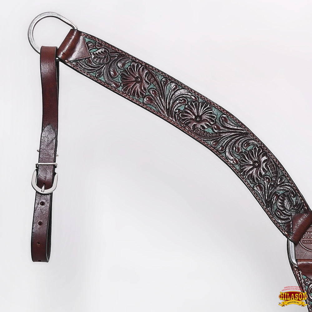 Western Horse Headstall &amp; Breast Collar Tack American Leather Dark Brown Hilason