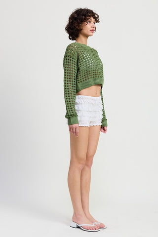 ROUND NECK KNITTED CROP SWEATER TOP