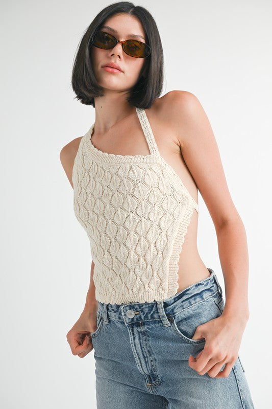 ASYMMETRICAL SHOULDER TOP WITH BACK TIE