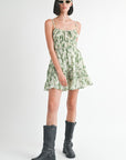TIERED MINI FLORAL DRESS WITH BACK TIE
