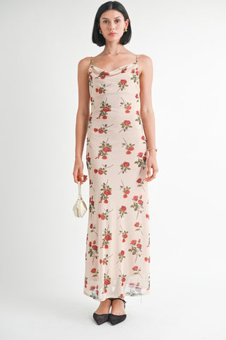 COWL NECK MAXI DRESS WITH OPEN BACK