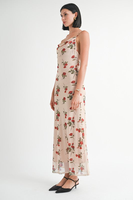 COWL NECK MAXI DRESS WITH OPEN BACK