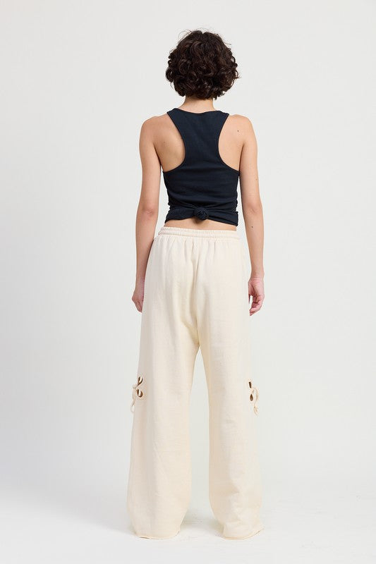 FRENCH TERRY PANTS WITH CUTOUT DETAIL