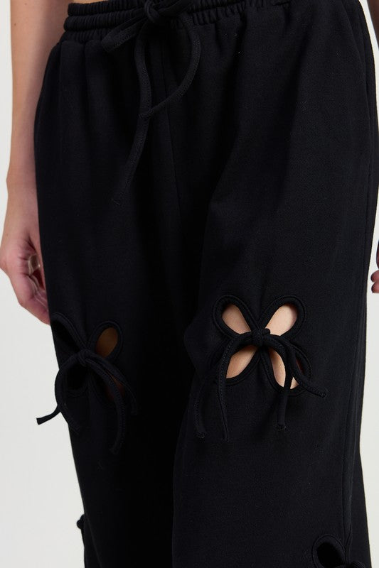 FRENCH TERRY PANTS WITH CUTOUT DETAIL