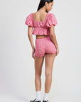 MINI RUFFLE PRINTED SHORTS